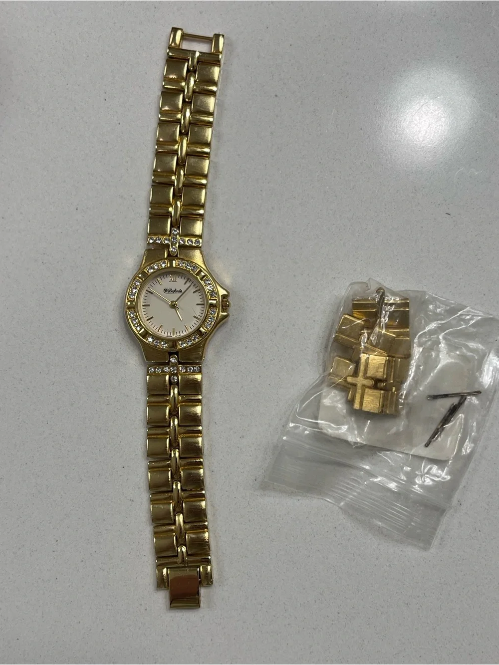 Lucien Piccard Dufonte Gold Tone Women's Watch with Crystal Accents